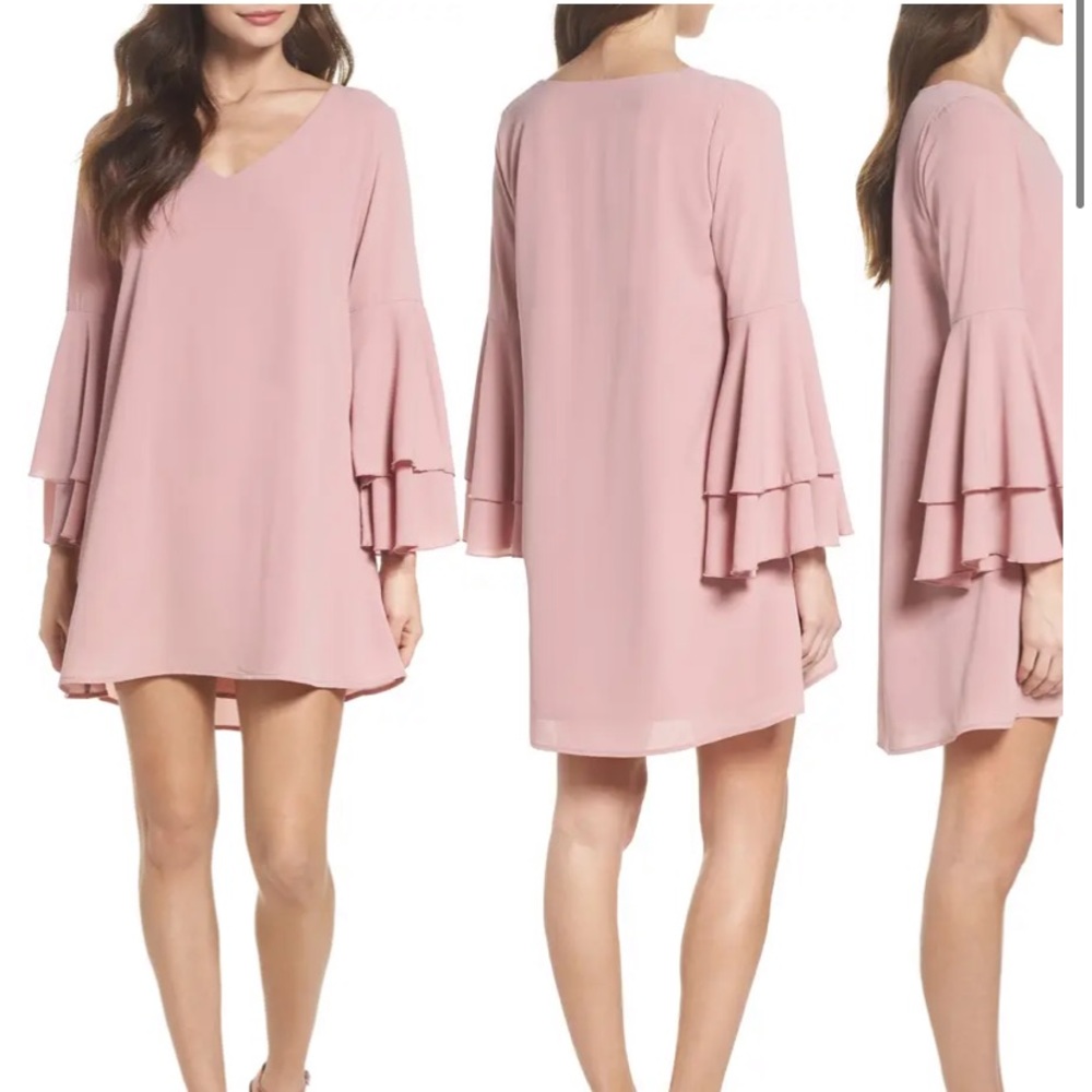 Mary & Mabel vneck bell sleeve slip over fully lined dress size small